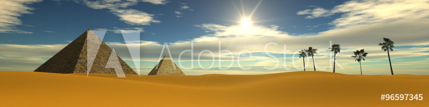 Picture of Sunset in the desert Egyptian pyramids Panarama desert